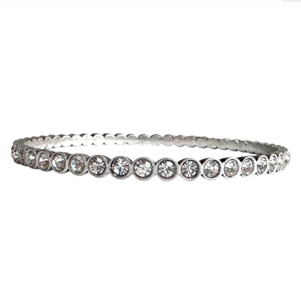 TWO R.J. Graziano CN Signed Silver Tone Bracelets With Bezel Set Rhinestones - Picture 3 of 12